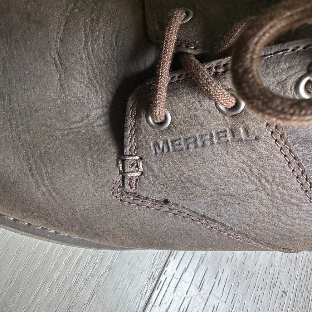 Merrell World Vue brown men's leather Oxford business casual dress‎ shoes 10.5w
